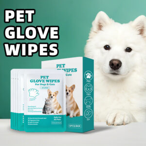 6pcs/box single packed pet glove wipes, hypoallergenic, bulk wholesale & oem available