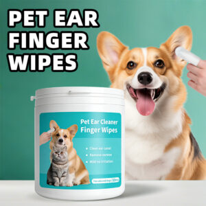pet ear cleaner finger wipes for dogs & cats, 50 count gentle ear wax removal wipes