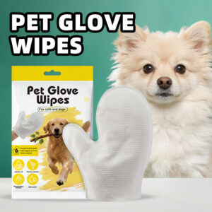 pet grooming glove wipes (6 pcs/bag) disposable no rinse cleaning gloves for dogs & cats, deodorizing & moisturizing pet wipes for whole body cleaning